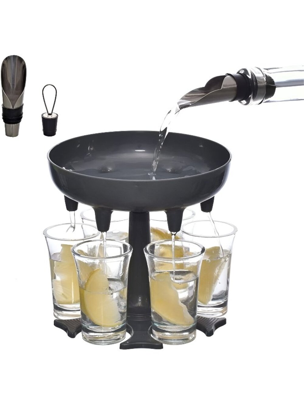 6 Shot Glass Dispenser & Holder (Glasses Included)